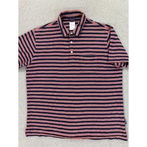 Patagonia Organic Cotton Striped‎ Short Sleeve Polo Shirt (Men's Large) Red/Blue
